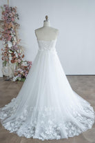 3D flower lace court train wedding dress