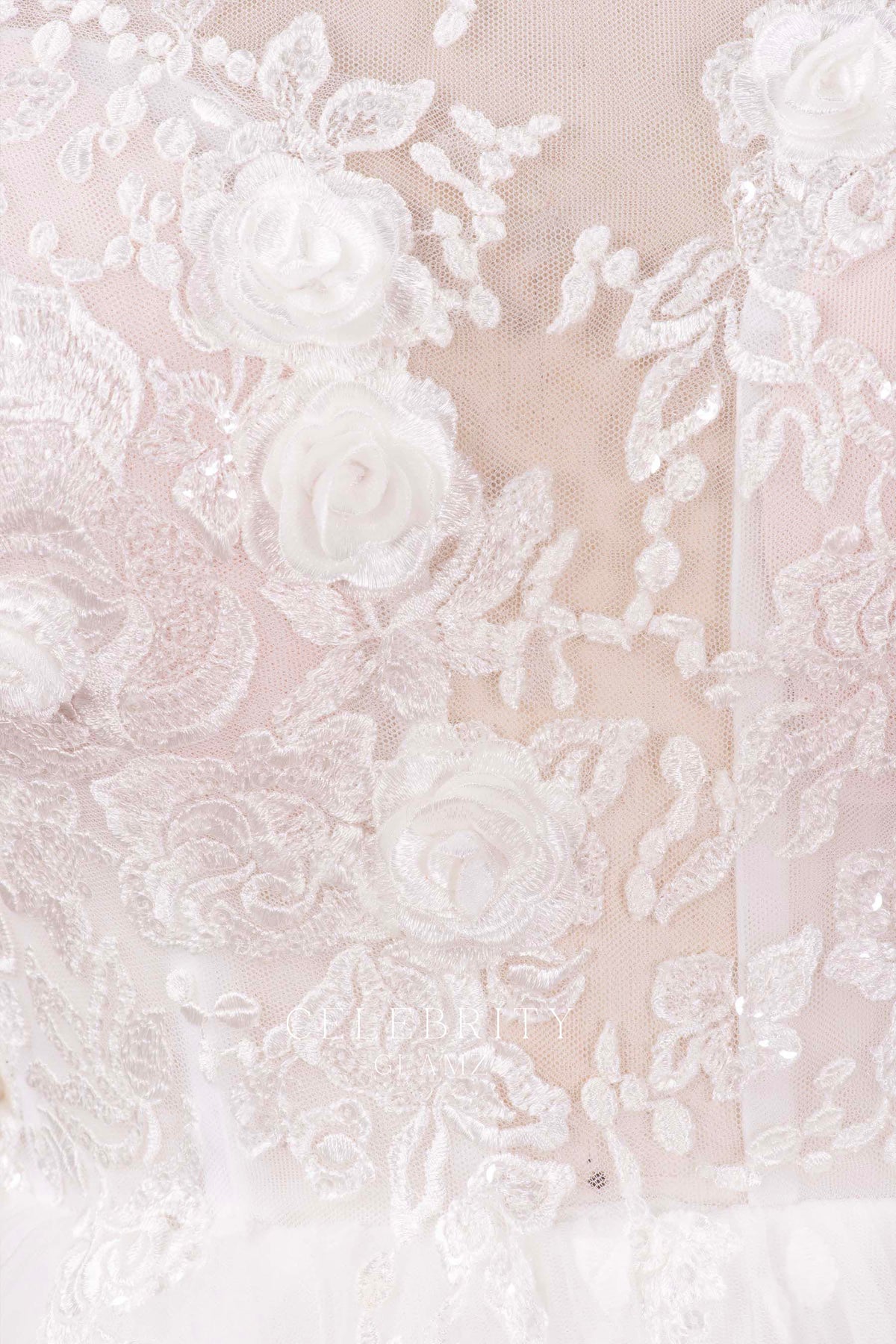 3d flower lace illusion bodice wedding dress
