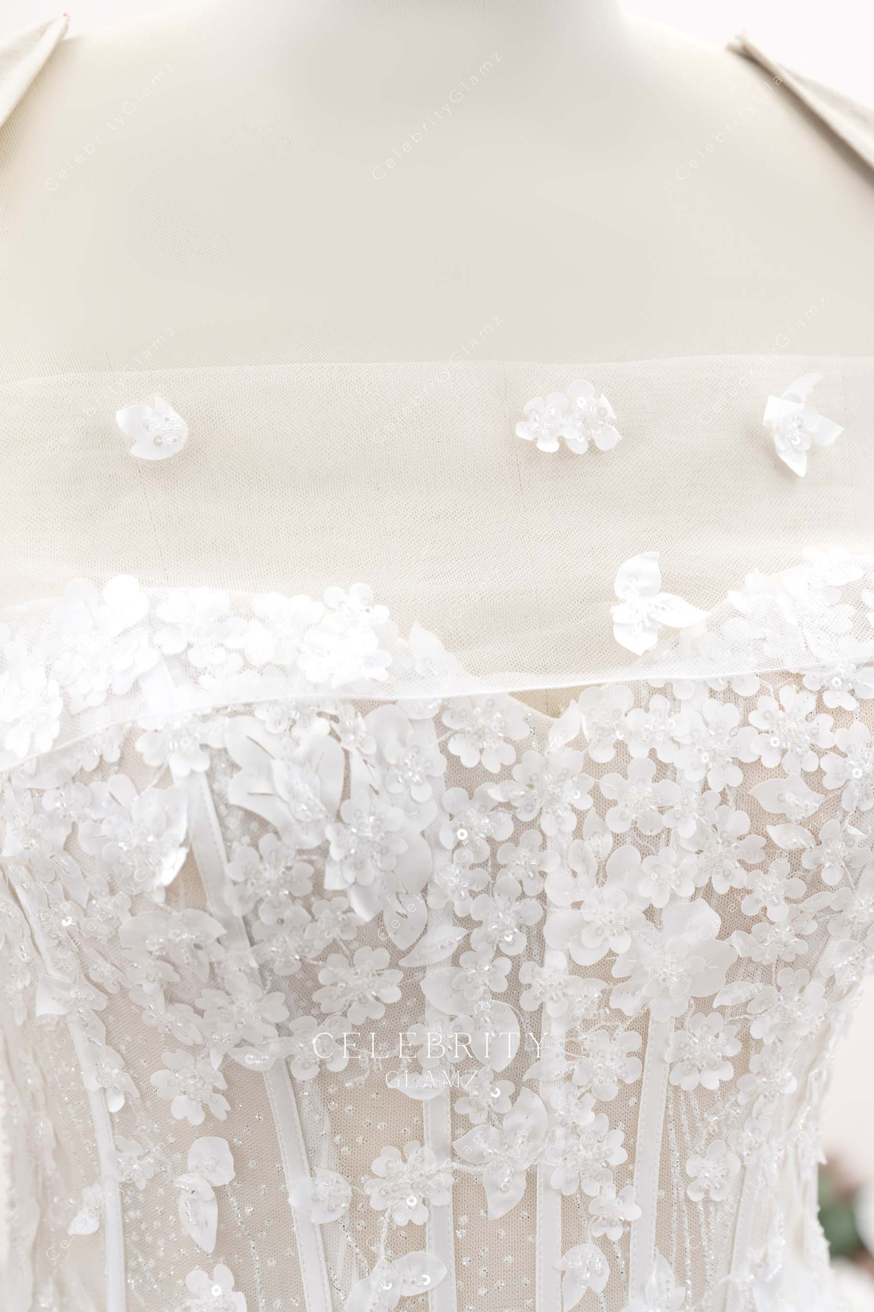 3d floral lace corset bridal dress