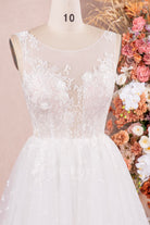 3D flower lace sleeveless wedding dress