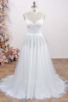 3d lace a line wedding dress