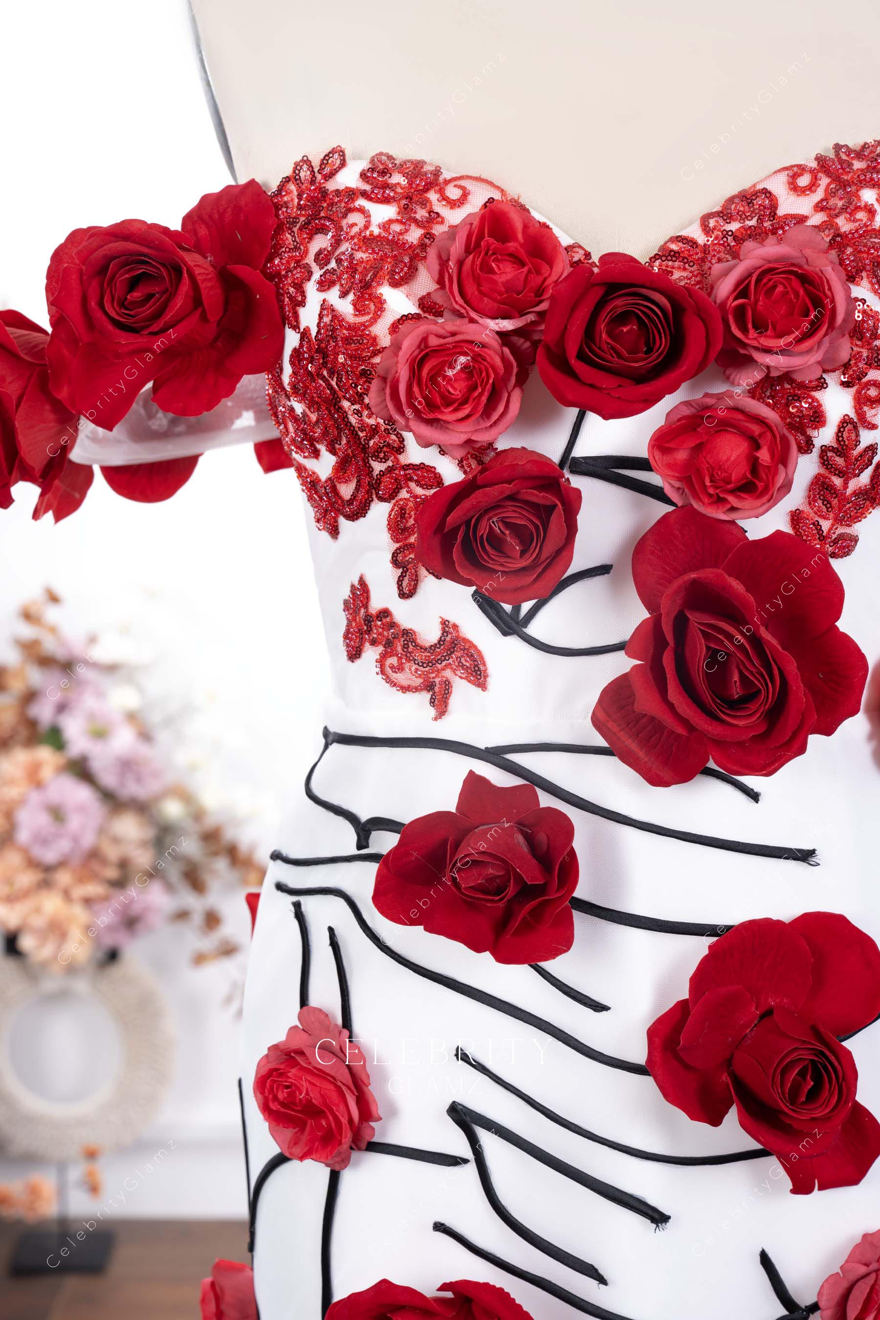 3d rose appliques wedding dress