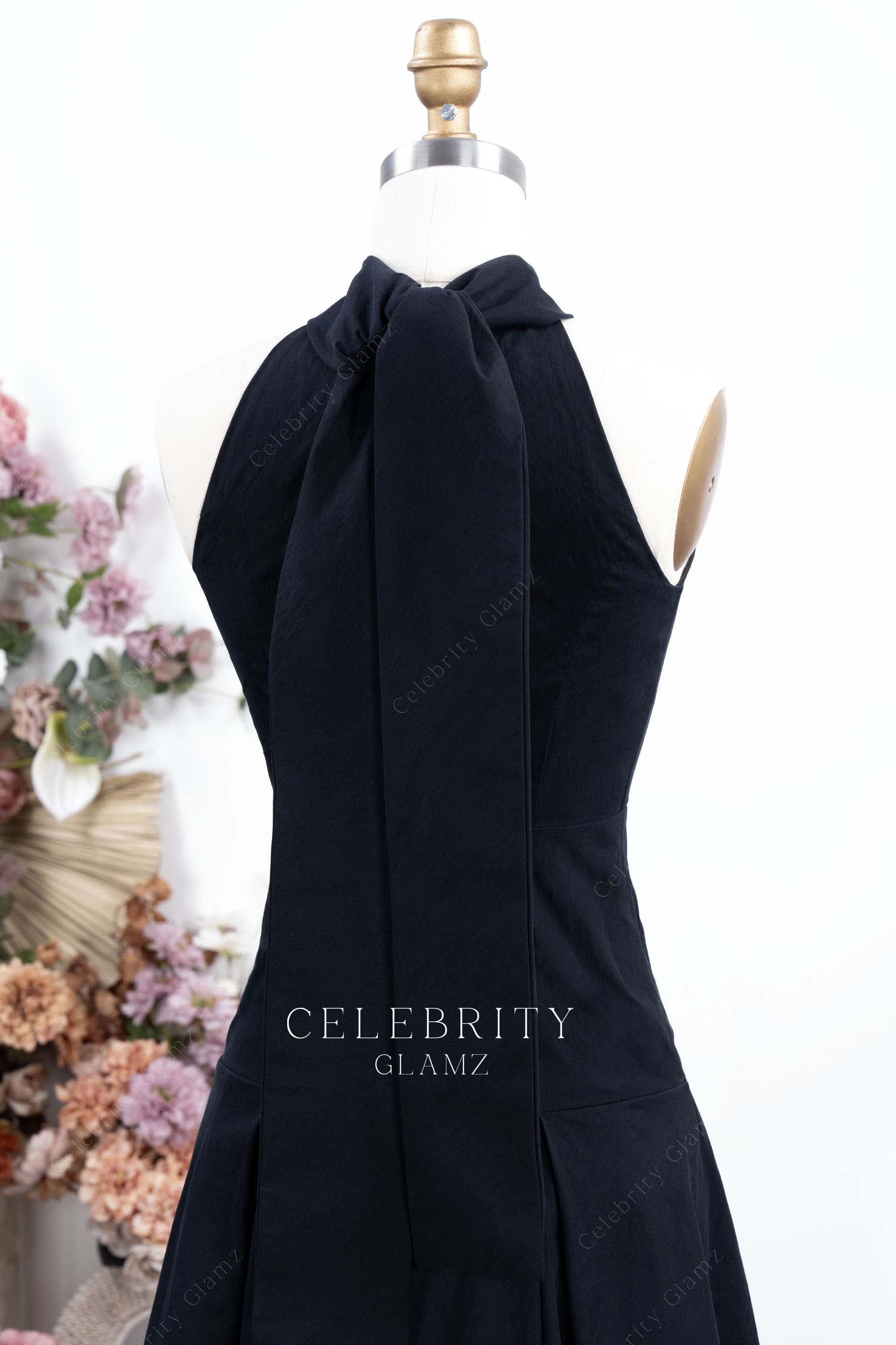 black halter formal dress