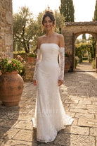 burnout velvet long sleeve wedding dress