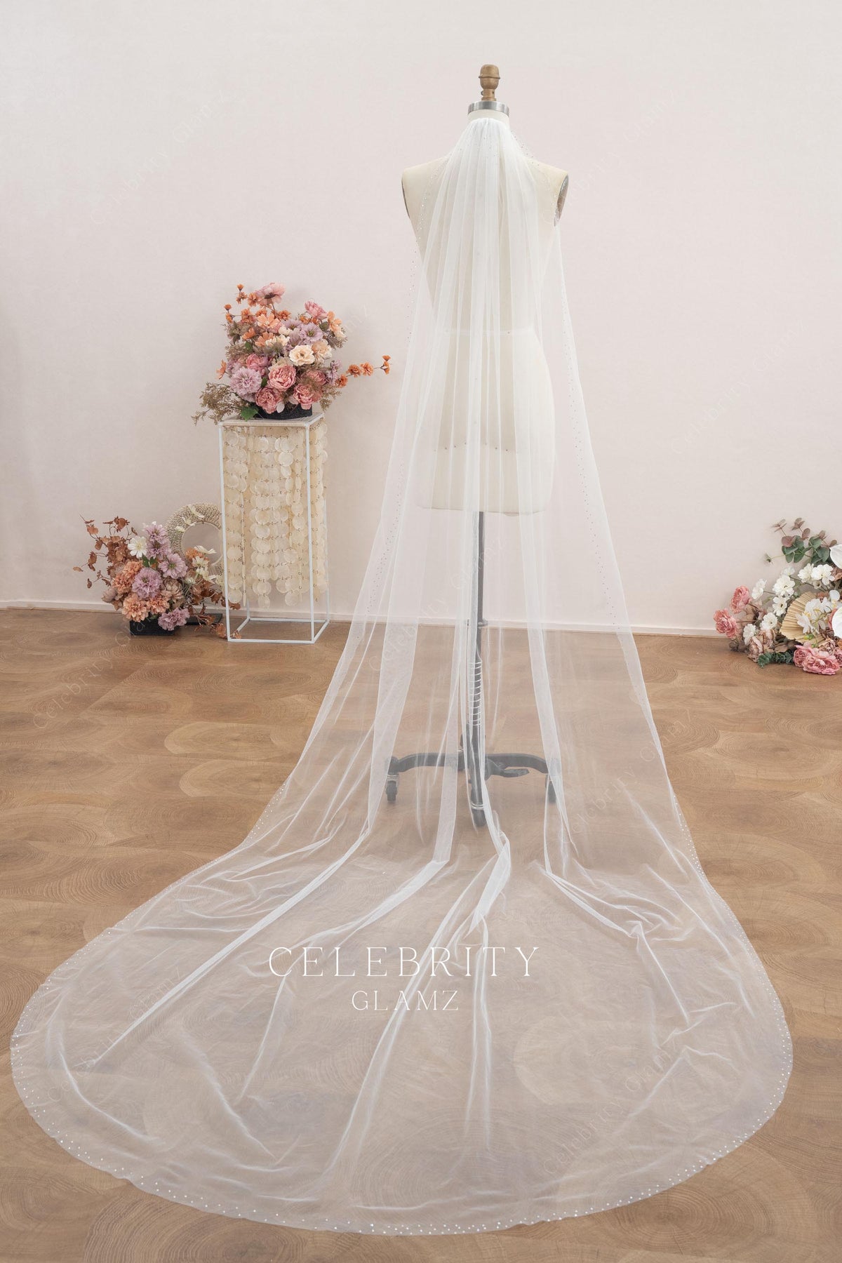 customized rhinestones name bridal veil 