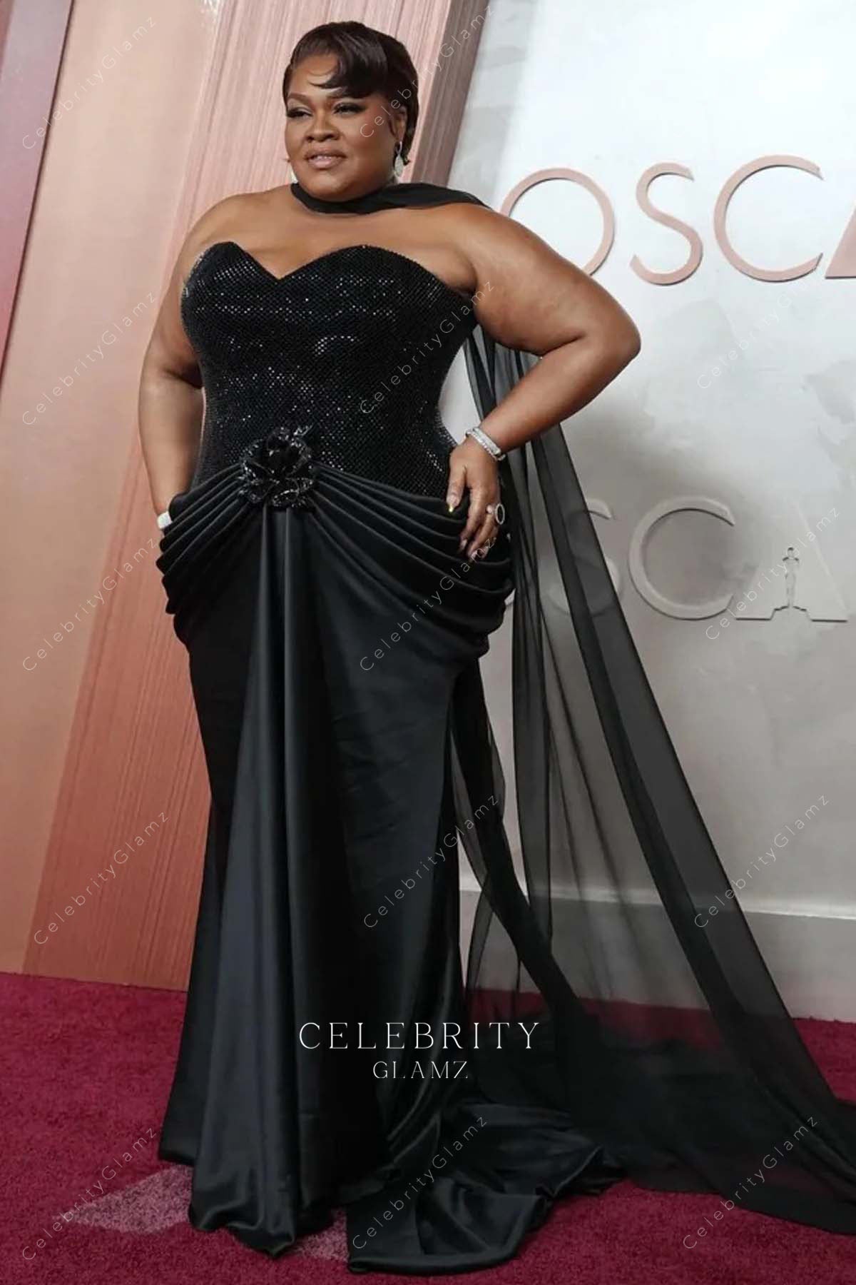 Da’Vine Joy Randolph fit flare 2025 Oscars red carpet dress