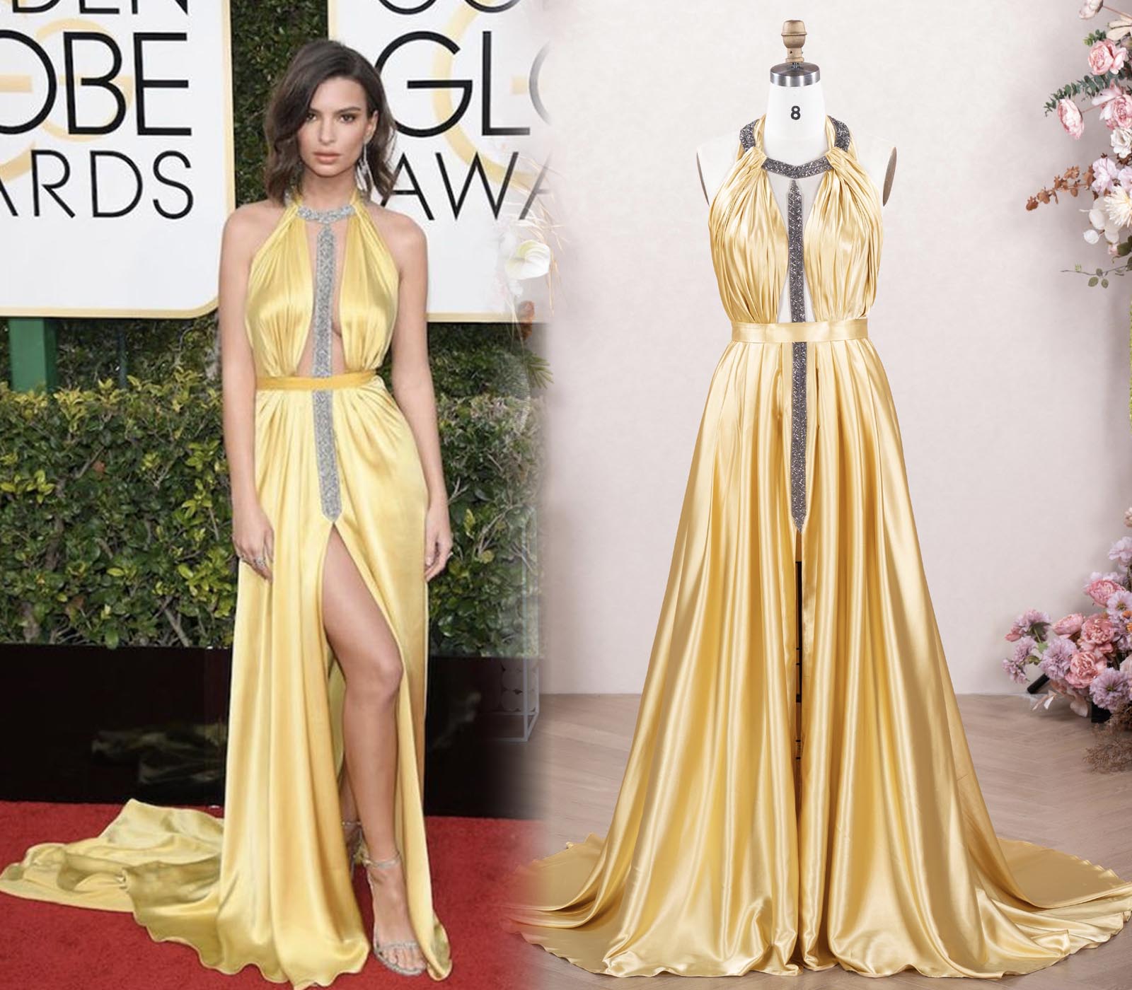 Emily Ratajkowski dress Golden Globe Awards 2017