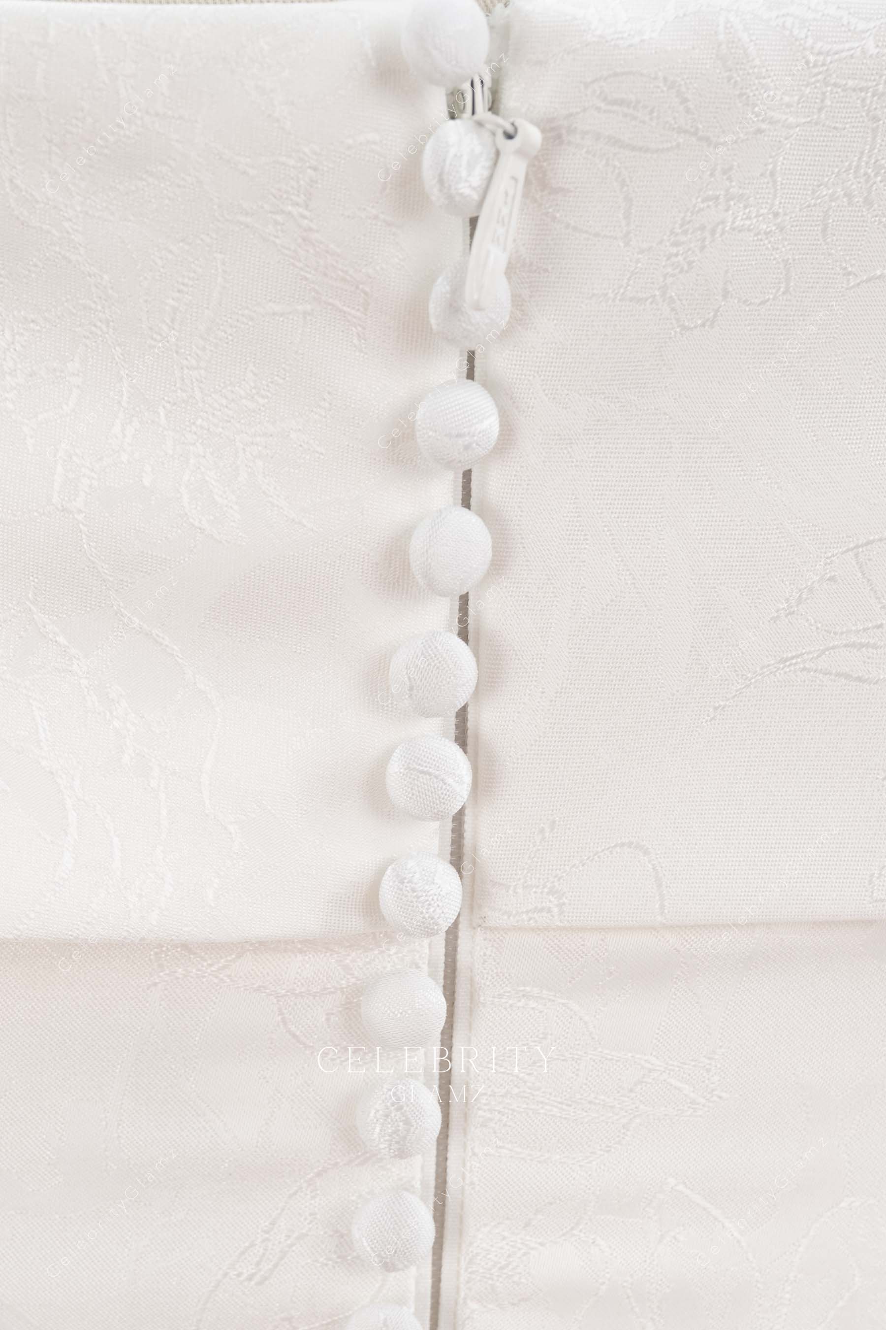 Jacquard with buttoned bridal dress