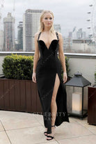Jennifer Lawrence black plunging dress red sparrow photocall 2018