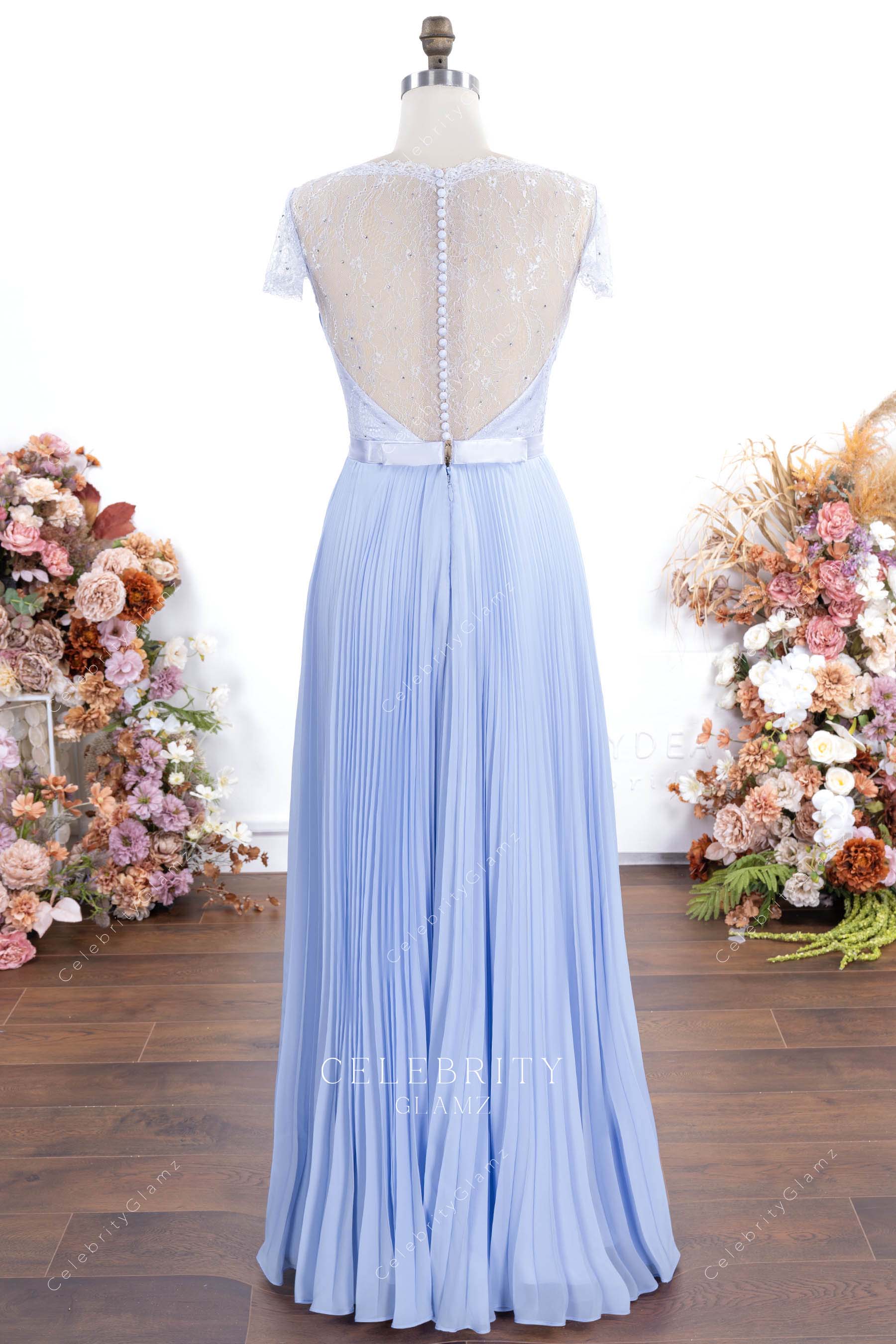 Lavender chiffon floor length formal dress