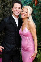 Meryl Lipstein shimmer thin straps evening dress 76th tony awards