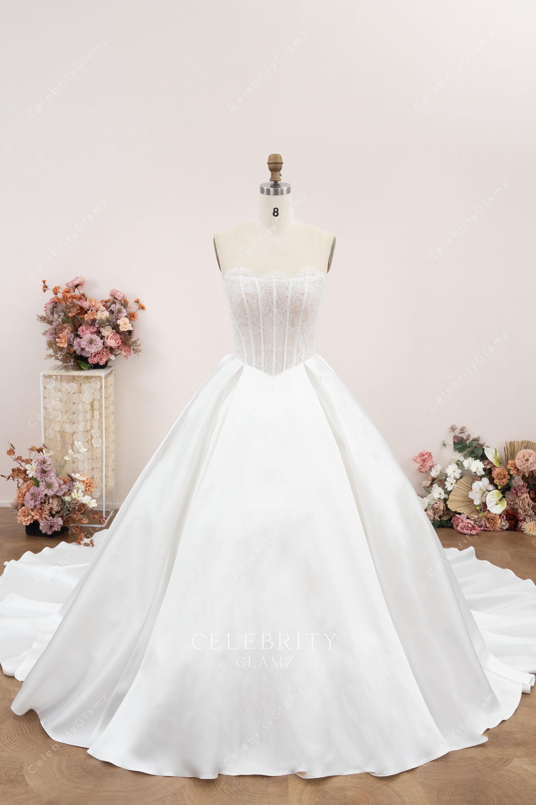 Mikado strapless Aline bridal ballgown