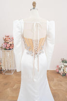 modern satin lace up back wedding dress 
