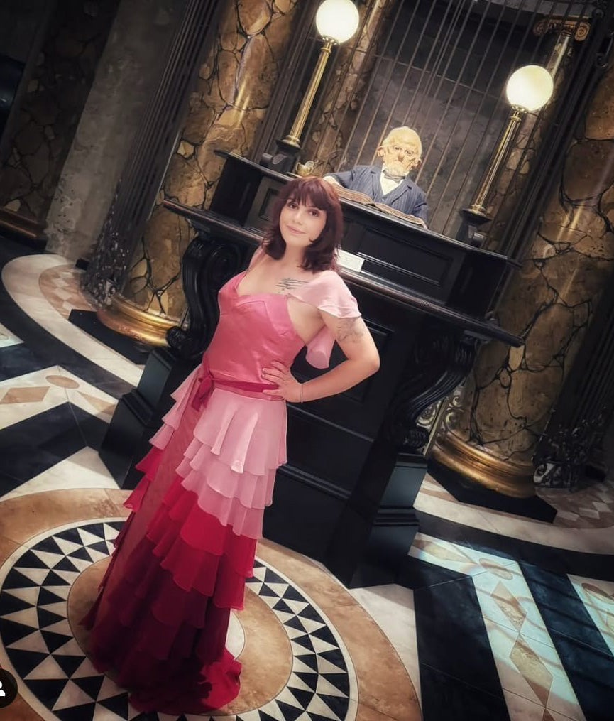 OMBRE PINK HERMIONE GRANGER FLUTTER SLEEVE TIERED FORMAL DRESS REVIEW