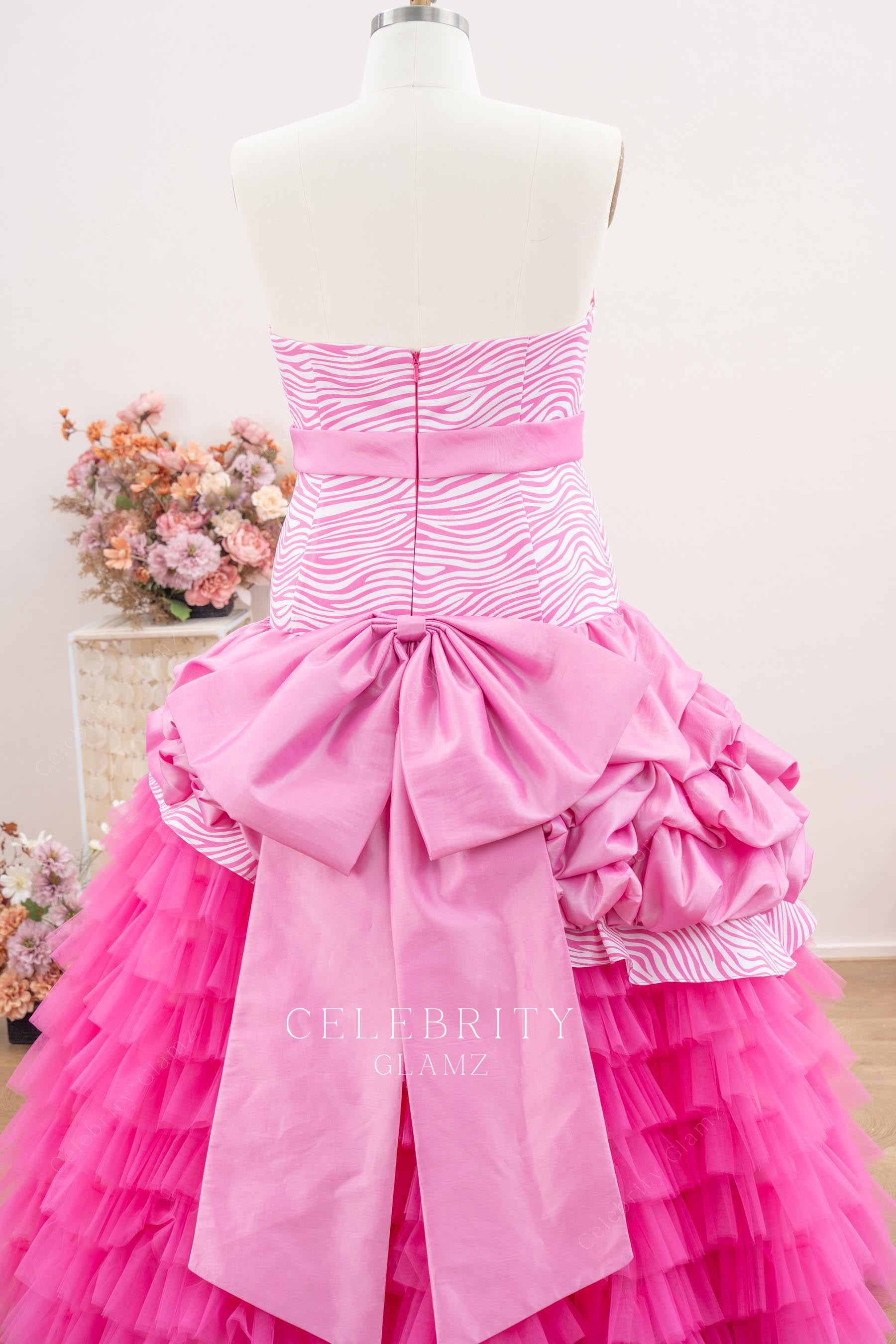 pink large bowknot Quinceanera gown