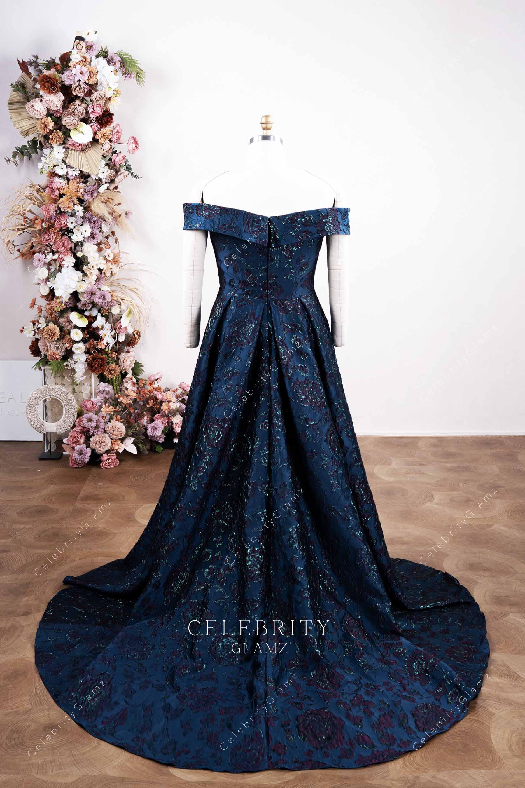 plus size a line court train prom dress