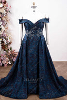 Plus size off shoulder prom dress