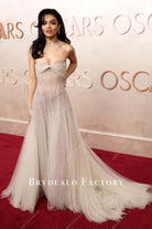 Rachel Zegler a line chapel train  2025 Oscars red carpet dress
