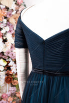 two tone tulle v back mother of bride dress