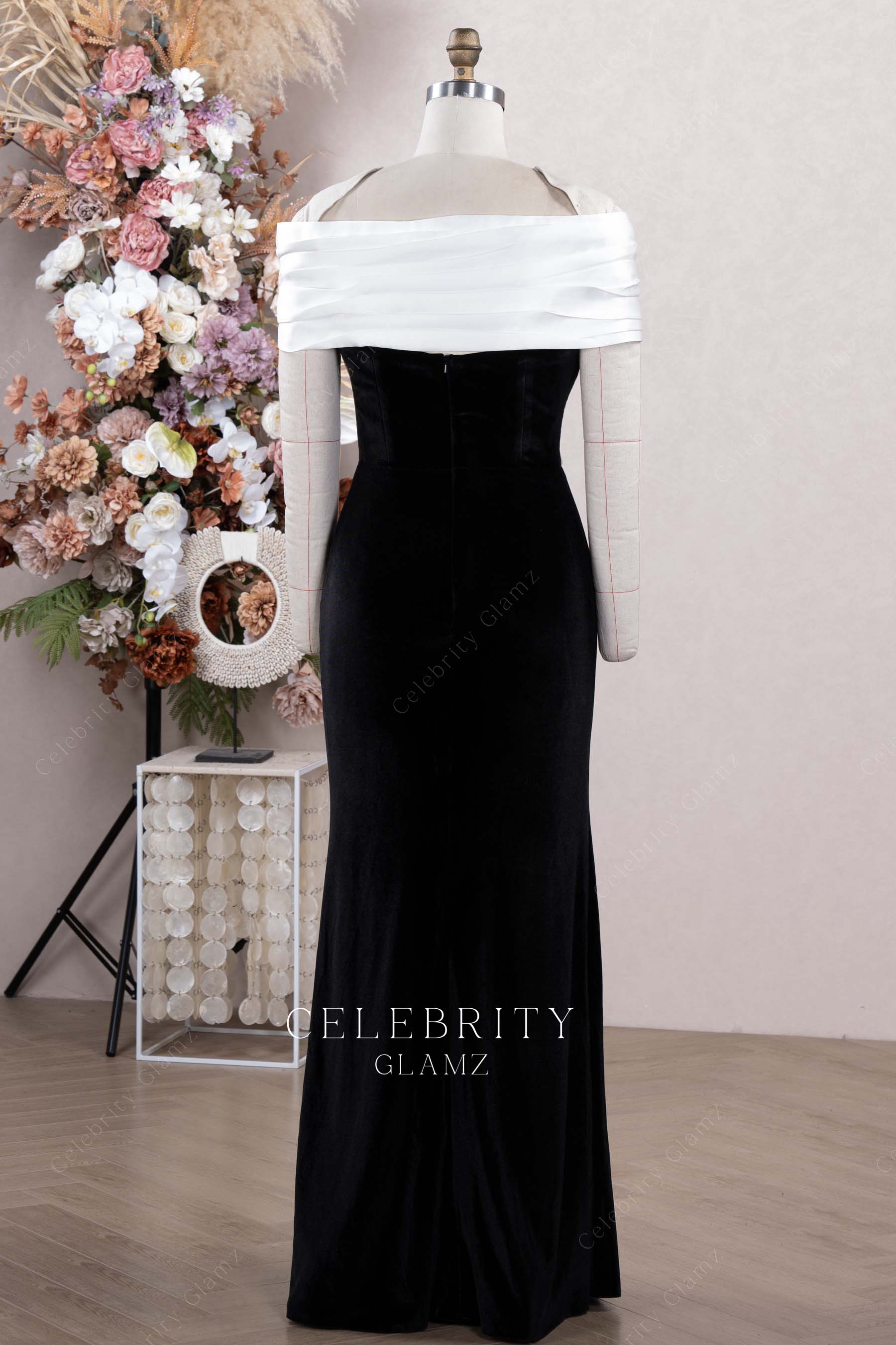 two tone fit flare formal dress