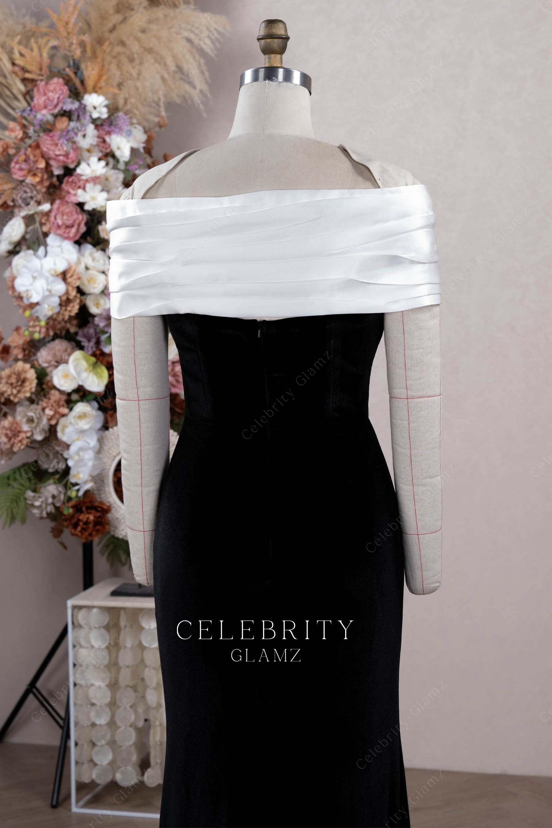 two tone short sleeves formal dress