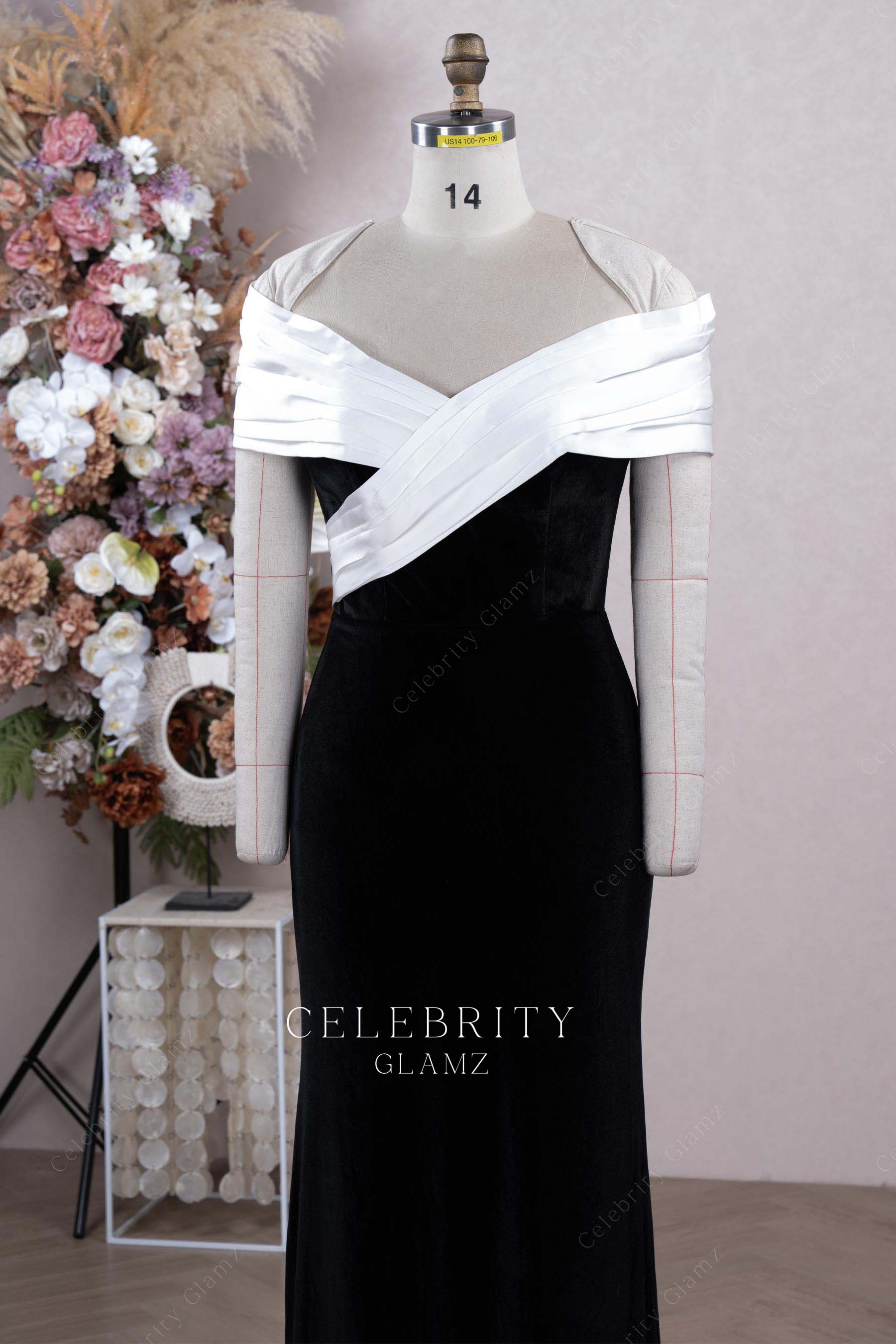 two tone v neck formal dress