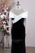 two tone v neck formal dress