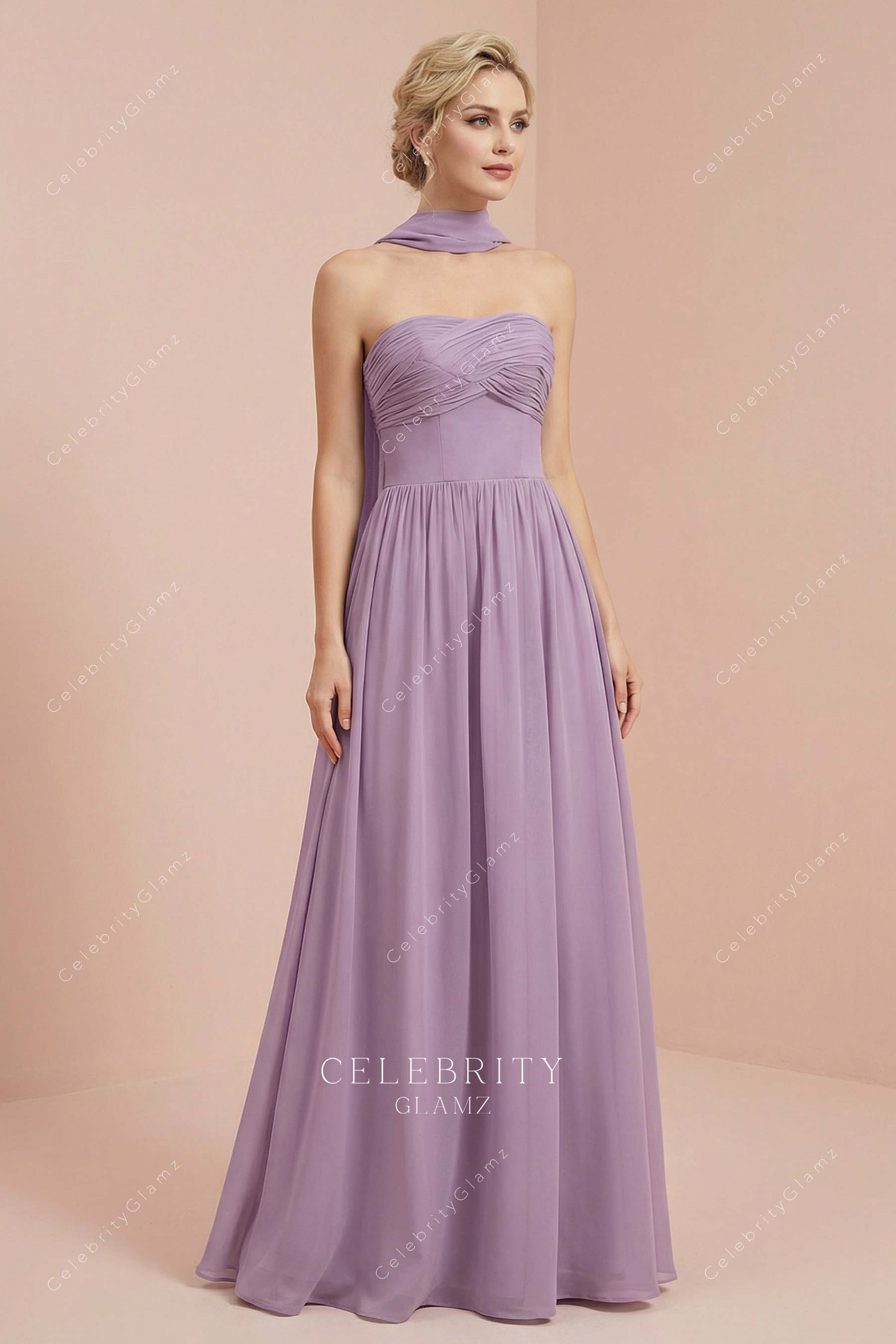 wisteria chiffon a line bridesmaid dress