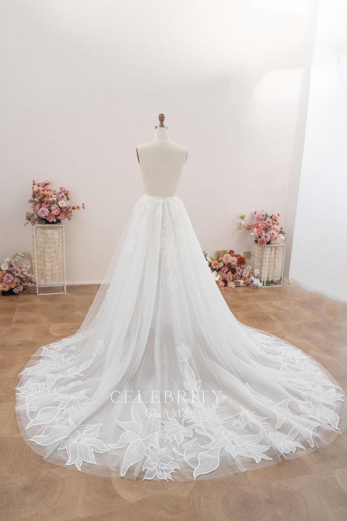 a line chapel train wedding dress