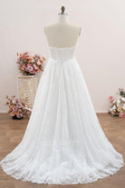a line court train wedding dress