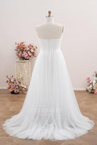 a line court train wedding dress