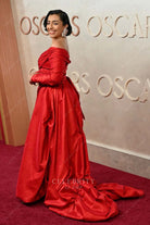 Adriana Paz 2025 Oscars red carpet red long train dress