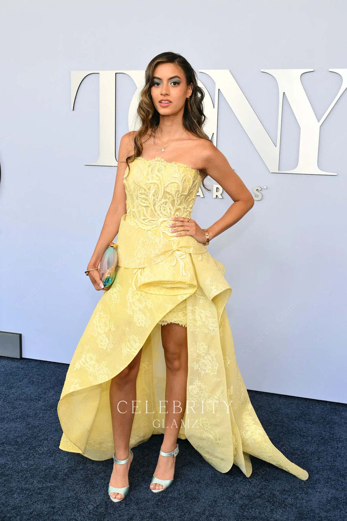 Alana Lintao daffodil lace strapless formal dress 2024 tony awards