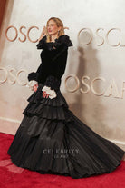 Alba Rohrwacher long sleeves 2025 Oscars red carpet prom dress