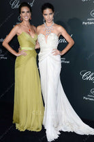 Alessandra Ambrosio green a line dress Cannes 2014 red carpet 