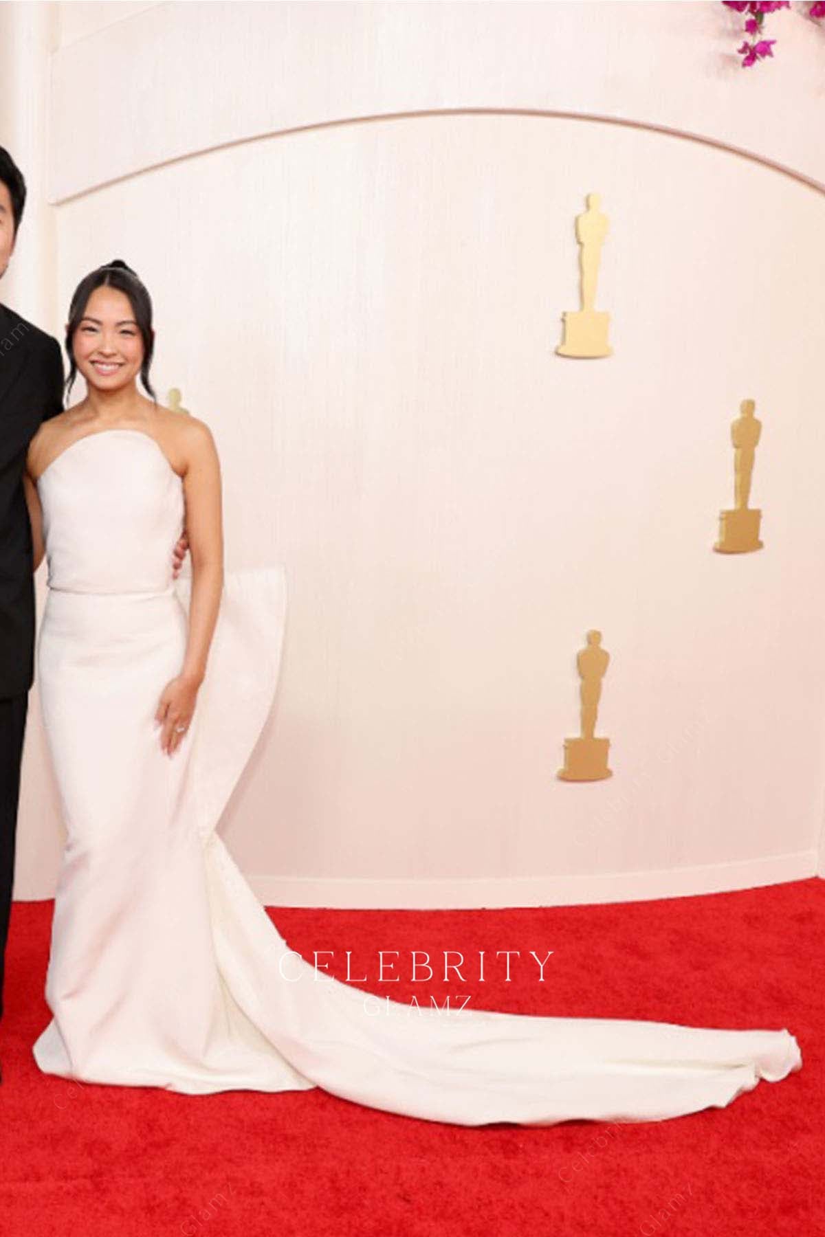 Allison Hsu chapel train prom dress 2024 Oscars Red carpet