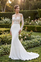 alluring illusion lace court train wedding dress