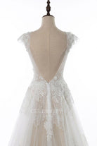 alluring open v back wedding dress