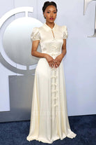 Alyah Chanelle Scott ivory puffy sleeves prom dress 2024 tony awards