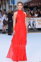 Amber Heard red halter a line dress magic mike XXL premiere 