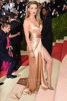 Amber Heard satin plunging neck 2016 met gala dress 