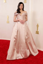 Amber Midthunder satin off shoulder prom dress 2024 Oscars red carpet
