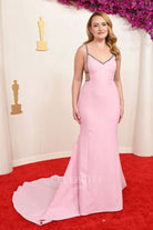 Amelia Dimoldenberg court train formal dress 2024 Oscars red carpet