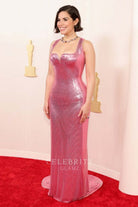 America Ferrera glitter pink prom dress 2024 Oscars red carpet