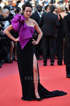 Andie MacDowell black purple high slit dress the Meyerowitz stories 2017