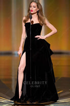 Angelina Jolie black strapless dress Oscars 2012
