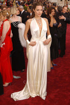 Angelina Jolie ivory formal dress 2004 Oscars red carpet