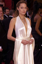 Angelina Jolie plunging neck dress 2004 Oscars red carpet