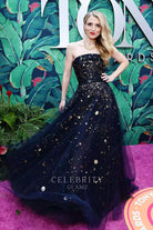 Annaleigh Ashford dark blue a line prom dress 76th tony awards