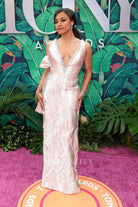 Ariana DeBose silver column prom dress 76th tony awards